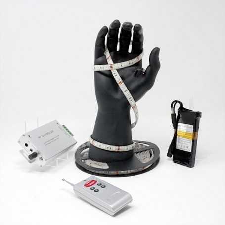 Kit ruban LED RGB 60LED/m IP65 2m50 capteur son avec batterie 1800mAh