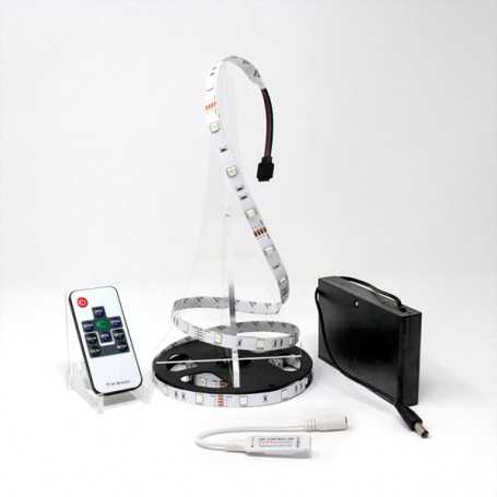 Kit ruban LED RGB 30LED/m IP65 2m50 mini contrôleur RF avec boitier piles