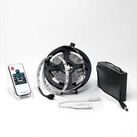 Kit ruban LED RGB 60LED/m IP20 5m mini contrôleur RF avec boitier piles