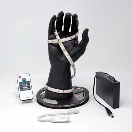 Kit ruban LED RGB 60LED/m IP65 5m mini contrôleur RF avec boitier piles