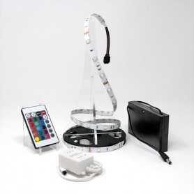 Kit ruban LED RGB 30LED/m IP20 2m50 contrôleur 24 touches avec boitier piles