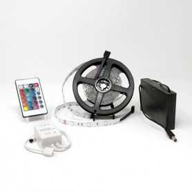 Kit ruban LED RGB 30LED/m IP20 5m contrôleur 24 touches avec boitier piles