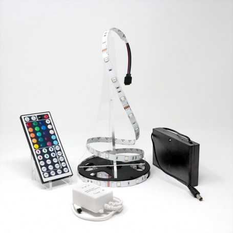 Kit ruban LED RGB 30LED/m IP20 2m50 contrôleur 44 touches avec boitier piles