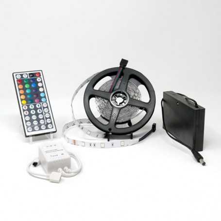 Kit ruban LED RGB 30LED/m IP20 5m contrôleur 44 touches avec boitier piles