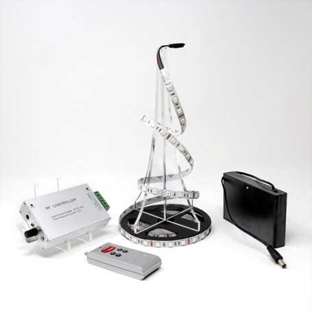 Kit ruban LED RGB 60LED/m IP20 2m50 capteur son avec boitier piles