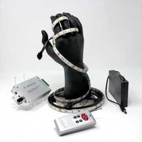 Kit ruban LED RGB 60LED/m IP65 2m50 capteur son avec boitier piles