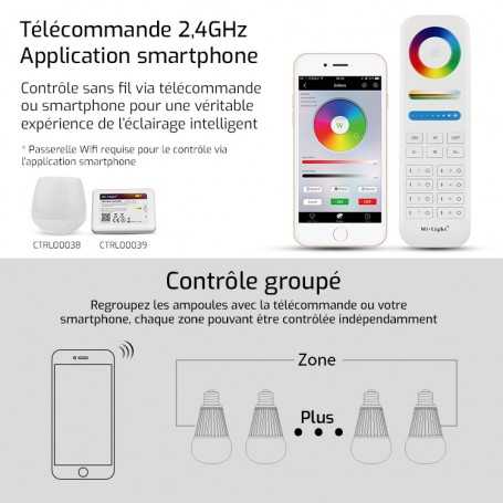 Ampoule LED Connectée RGBW ILC - 60W équivalent, Culot E27, Contrôlée Par APP, 800-999 Lumens, Multicolore !