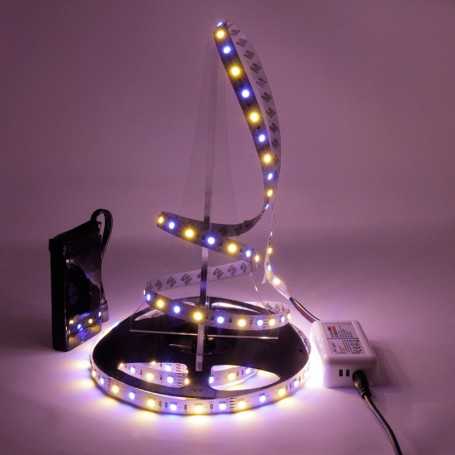 Kit ruban LED RGB+WW sur batterie 60LED/m 5m avec contrôleur RF