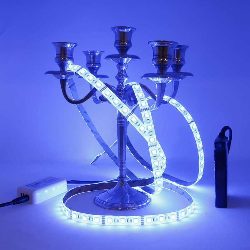 Kit Ruban LED RGBW tanche Sur Batterie 60LED m 2m50 Avec Contr leur RF