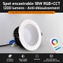Spot LED encastrable ANTI-EBLOUISSEMENT connecté RGB+CCT 18W Mi-Light (MiBOXER)