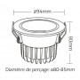 Spot LED encastrable anti-éblouissement diamètre 94mm