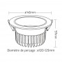 Spot LED encastrable anti-éblouissement diamètre 140mm