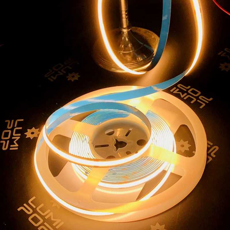 Ruban LED COB 2M Blanc Chaud 2700K 19W - Dimmable Avec Télécommande, CRI90+, Auto-adhésif - Idéal Déco Intérieure