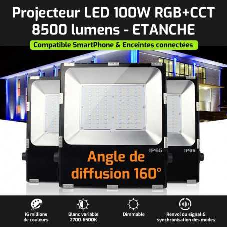 Projecteur LED connecté étanche RGB+CCT 100W 220V Mi-Light (MiBOXER)