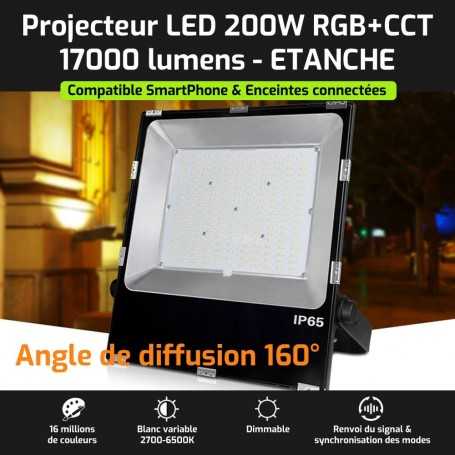 Projecteur LED connecté étanche RGB+CCT 200W 220V Mi-Light (MiBOXER)