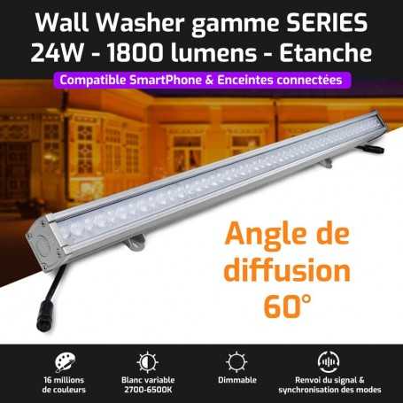 Wall Washer LED connecté RGB+CCT 24W gamme SERIES Mi-Light (MiBOXER)