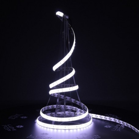 Ruban LED 12V 120LED/m blanc froid étanche IP54 allumé