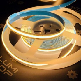 Ruban LED 12V 384LED/m COB blanc chaud allumé