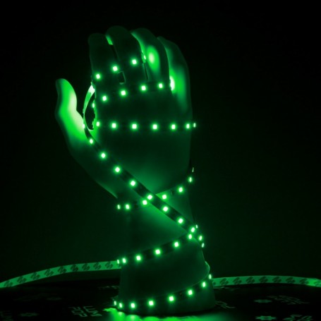 Ruban LED 12V 60LED/m vert IP20 allumé