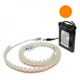Kit batterie avec bandeau led silicone orange de 1m. Haute luminosité