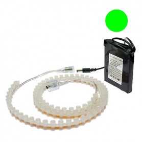 Kit batterie avec bandeau led silicone vert de 1m. Haute luminosité
