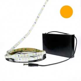 Kit bande LED orange 60LED/m IP20 5m avec boitier piles