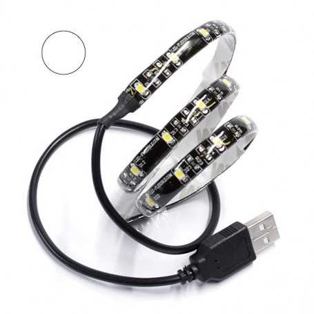 Bande LED USB tuning PC 5V blanche 60LED/m étanche 100cm
