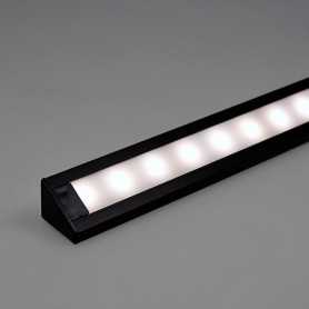 KIT profilé LED CORNER L en aluminium NOIR de 1m avec diffuseur blanc
