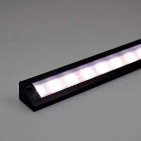 KIT profilé LED CORNER L en aluminium NOIR de 1m avec diffuseur givré