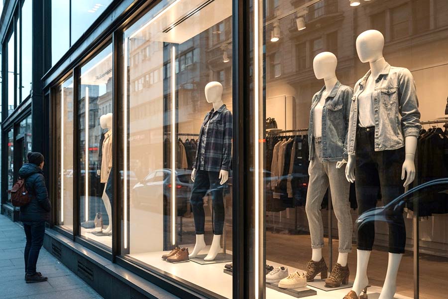 Décoration lumineuse de l'intérieur d'une boutique avec un ruban LED