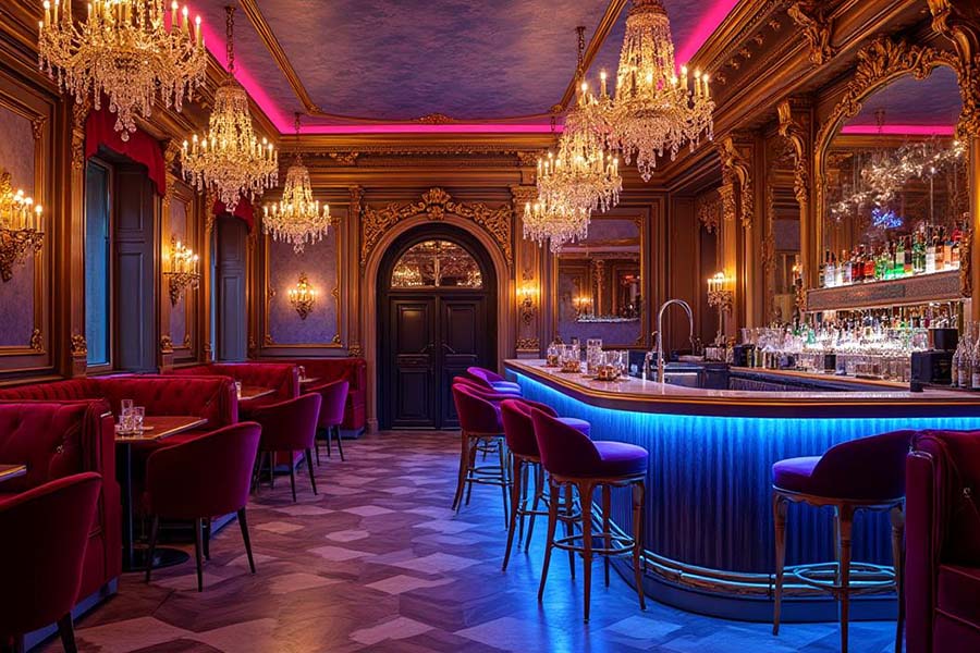 Ruban LED installé dans un bar