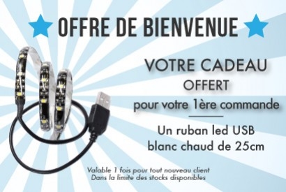 Un ruban led USB de 25cm offert pour tout nouveau client